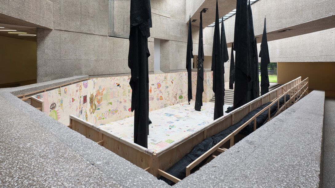 Oscar Murillo, Spirits in the swamp, exhibition view. Courtesy of Museo Tamayo