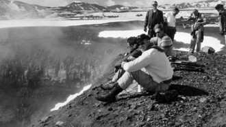 The NASA astronauts, during their training period in Iceland