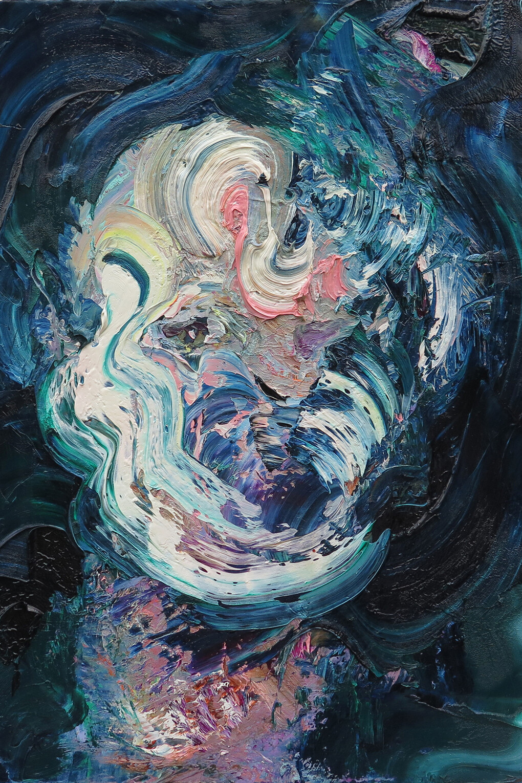 Jane LaFarge Hamill, Portrait of Humans, 2015,
Oil on wood, 16 x 12 inches