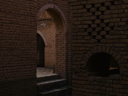 Inside the making of the mudbricks which formed these rooms to bake clay in Qasayel Ma'an Jordan