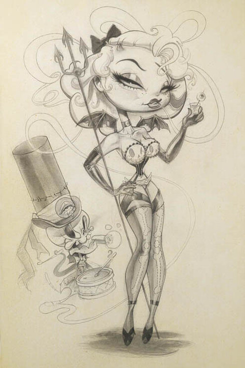 Brandt Peters, Terrorgirls! Series: Lilith, Graphite, Acrylic and Ink on Linen Canvas, 24" x 36"