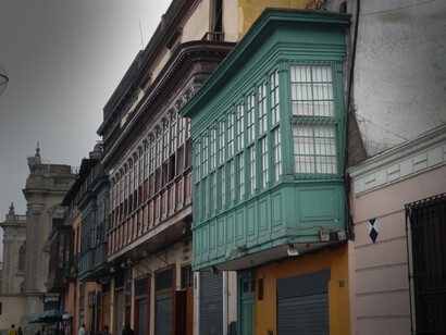 Lima, Perù. Case d’epoca coloniale nel centro storico di Lima
