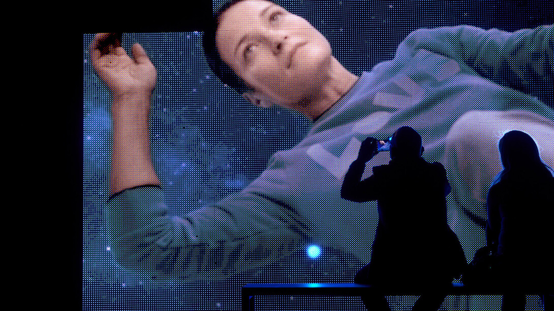 Two research tables with attached ‘monitor mirrors’ (4K/HD; 2 min 8 sec and 3 min 6 sec loops; size 100 x 72 x 54 cm)