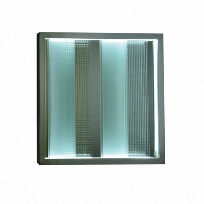 Nanda Vigo, Cronotopo, 1967, aluminium, glass and neon, 100 x 100 cm