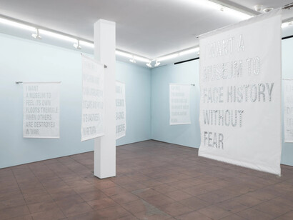 Andrea Geyer, Manifest, exhibition view. Courtesy of Hales Gallery