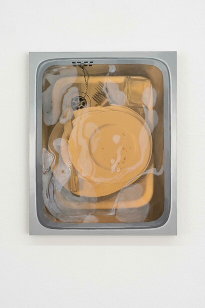 Helene Appel, Spülbecken mit geschirr (11), 2024. Mit freundlicher Genehmigung der Galerie Rüdiger Schöttle