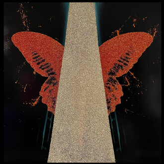 Maxim, The Calling, 145x145cm, mixed media with glitter on board. Courtesy the artist and The Blender Gallery