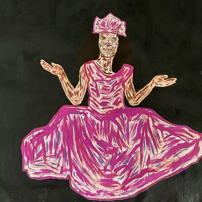 Sissòn, Melody (detail), 2024. Acrylic and charcoal on cotton canvas, 42 x 33 inches
. Courtesy of the artist and Allouche Gallery