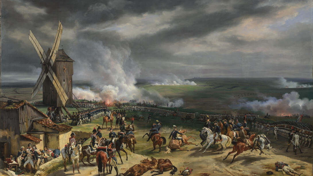 Pintura de la Batalla de Valmy (1792) por Horace Vernet de 1826. Mirando participó en esta importante batalla que consolidó la Revolución francesa