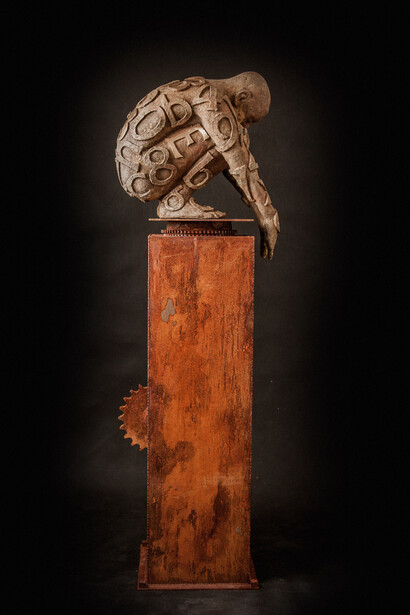Marek Zyga, 2015,The Jumper, scultura in bronzo, cm.140x30x40 