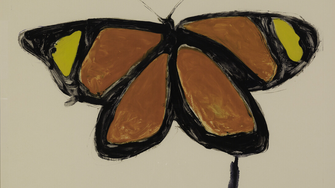 Fritz Scholder, Orange Butterfly #2 (detail), n.d., Monotype, 17.75 x 23.63 in. Courtesy of LewAllen Galleries