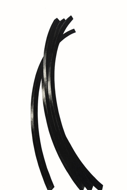 Bernar Venet Arcs, 2016 oil stick, graphite and collage on paper 86 5/8x60 1/4 inches 220 x153 cm(PK 23222) – for reference. Courtesy of Paul Kasmin Gallery