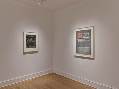 Jasper Johns, Flags, exhibition view. Courtesy of Craig Starr Gallery