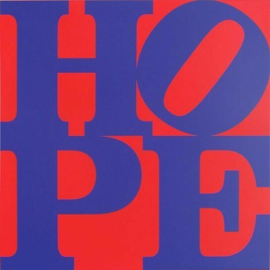 Hope, © 2013 Robert Indiana, silkscreen on metal. Courtesy Woodward Gallery, American Image.