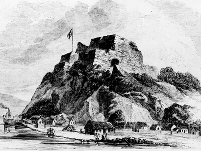 El Castillo Viejo en 1854. Fuente: «Harper's New Monthly Magazine»