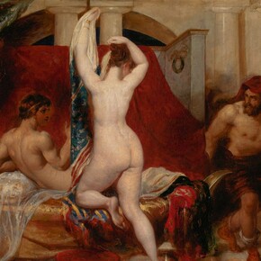 William Etty, Candaules, King of Lydia, shews his wife by stealth to Gyges, one of his ministers, as she goes to bed exhibited 1830, oil paint on canvas, 45.1 × 55.9 cm, Tate: Presented by Robert Vernon 1847, Image © Tate, London 2016. Courtesy of Art Gallery of NSW