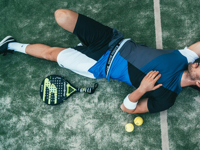 An athlete resting himself