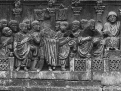 Fregio dell'Adlocutio, arco di Costantino, particolare