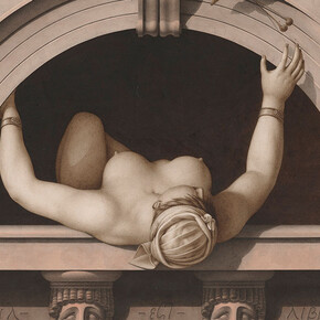 Jean-Jacques Lequeu (1757–1826)
He Is Free, 1798 or 1799
Pen and black ink, brown and red wash.
Bibliothèque nationale de France, Departement des Estampes et de la photographie.