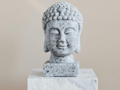 A marble Buddha head