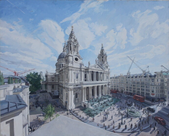 John Wonnacott, Saint Paul’s Cathedral, 2006, Oil on board, 48 x 60 in (122 x 153 cm)