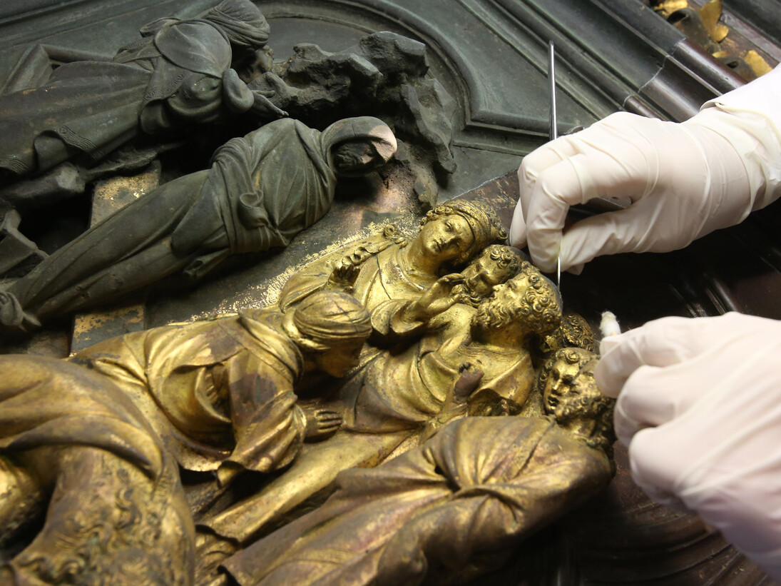 Restauro della Porta Nord del Battistero di Firenze, foto Gianluca Moggi
