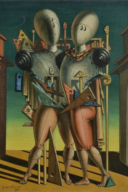 Giorgio de Chirico, Ettore e Andromaca, seconda metà anni 50, olio su tela, Fondazione Museo Alberto Sordi, Roma © Fondazione Museo Alberto Sordi © Fondazione Giorgio e Isa de Chirico, Roma
