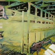 Anton Kuznetsov, Plank-bed, 2013, Oil on canvas, 90 × 139 cm, Courtesy the artist and GRAD