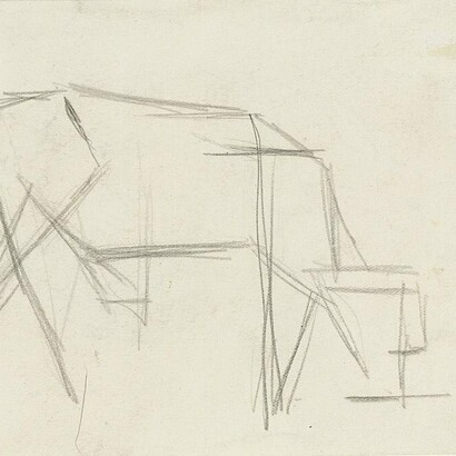 The van Doesburg, "Vaca", dibujo, circa 1918