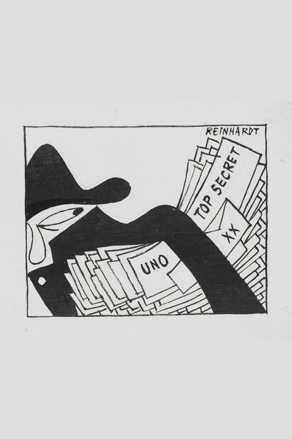 Ad Reinhardt, Untitled, 1946 , Pubblicato in PM, 31 gennaio 1946 , Inchiostro su carta con matita su velina e nastro adesivo, 6.7 x 10.5 cm  © Estate of Ad Reinhardt / Artists Rights Society (ARS), New York. Courtesy David Zwirner, New York/London/Hong Kong 
