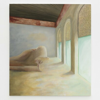 Lizzy Gabay, Big Sister, 2024, Oil on canvas, 54 x 48 inches, 137 x 122 cm. Courtesy of the artist and The Hole