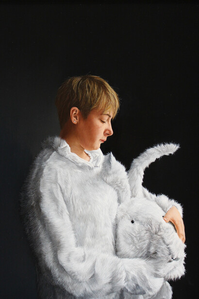 Charles Moxon, Girl in Bunny Costume II, 2015, oil on canvas, 30 x 25 cm
