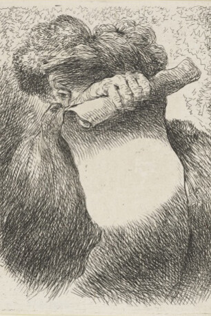 Giovanni Benedetto Castiglione, A man holding a scroll, c. 1645-1650. Etching, 10.8 x 8.1 cm.
Royal Collection Trust, London.
