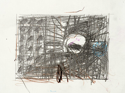 Joe Bradley, Untitled, 2018, Graphite on paper, 8.75 x 11 in. © Joe Bradley. Courtesy Gagosian