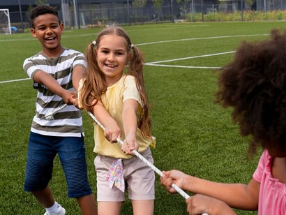 Friends enjoying themselves at the playground