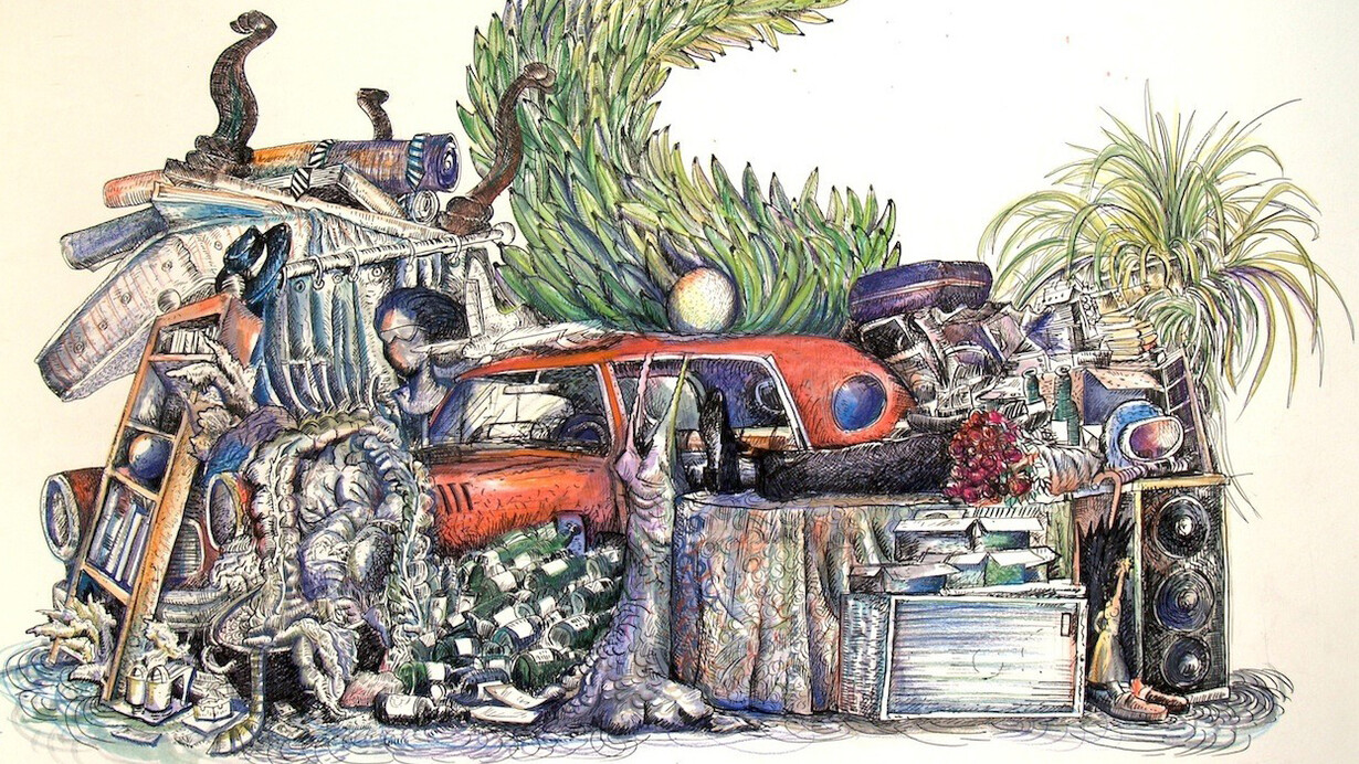 Raúl Recio, "Lo que quedo", 30" x 22", tinta sobre papel, 2014