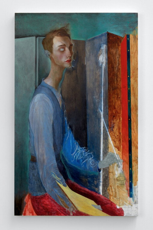 Julien Nguyen, Kye, Semper Solus, 2017, oil and tempera on wood panel, 91.4 x 55.8 cm, 36 x 22 ins. © Julien Nguyen, courtesy Stuart Shave/Modern Art, London 
