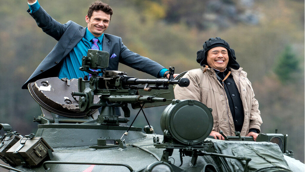 Los actores James Franco y Randall Park en el rodaje de "The interview"