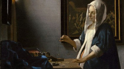 Jan Vermeer, Frau mit Waage (ca. 1664), Öl auf Leinwand (42,5X38 cm), National Gallery of Art, Washington D.C., USA