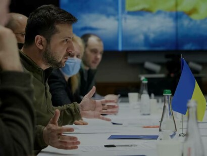 Ukraine President, Volodymyr Oleksandrovych Zelenskyy, discussing the ongoing war in his country