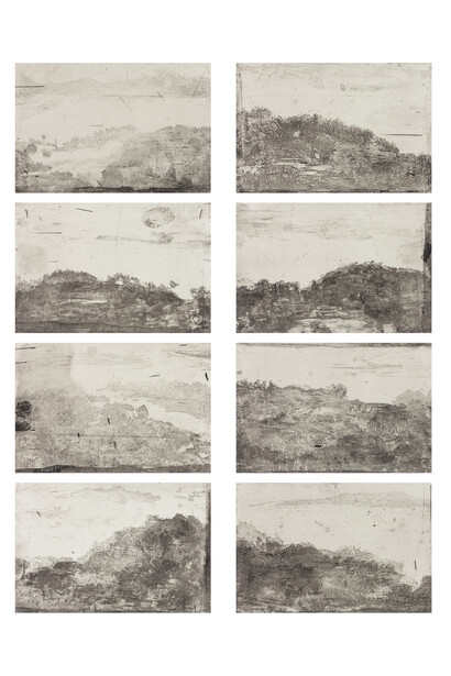 Yan Shanchun (b. 1957), West Lake-South Mountain, 2013, Copper plate etching, Set of 8, Each image 5, 1/4 x 7 3/4 in (sheet 13 3/4 x 18 3/4 in), 13 x 20 cm (35 x 48 cm), Edition of 30