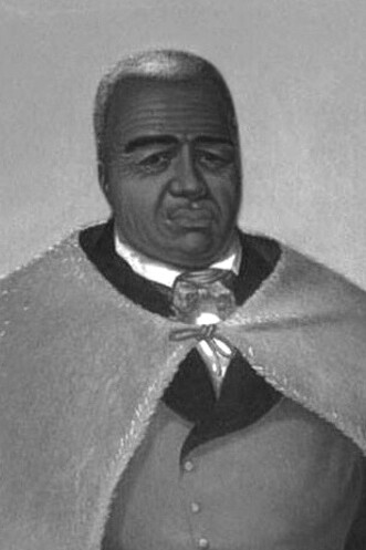 Kamehameha I, portrait by James Gay Sawkins, based on Louis Choris sketch