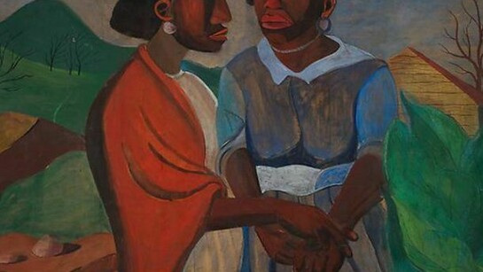 Romare Bearden, The Visitation, 1941, Gouache, ink, graphite on paper, 30 1/2 x 46 1/2 inches