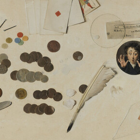 Louis Léopold Boilly, Trompe-l’œil aux pièces de monnaies, sur le plateau d’un guéridon, vers 1808-1815. Avec l'aimable autorisation du Musée Marmottan-Claude Monet