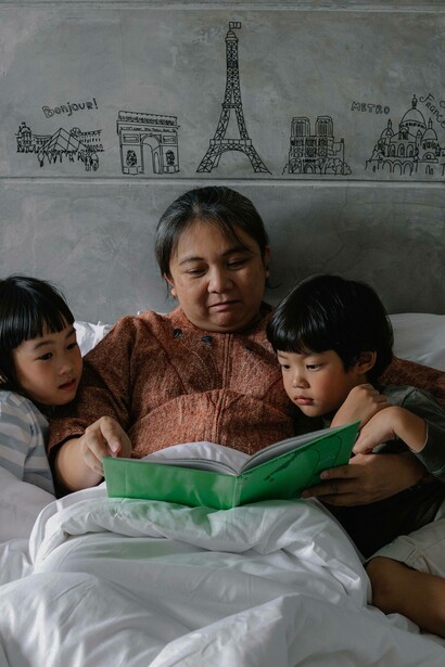 Grandmother sharing traditional stories with her grandchildren