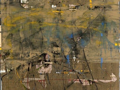 Asunto Turbio, 2013, oil on steel mesh, 158 x 198 cm
