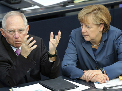 Wolfgang Schauble and Angela Merkel