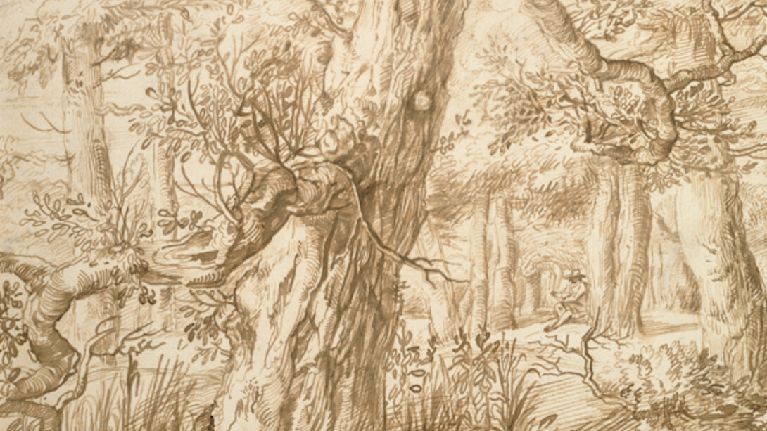 Jan Lievens, Forest Interior with a Draftsman, 1660s, pen and ink with wash, Maida and George Abrams Collection, Boston. Courtesy of National Gallery of Art