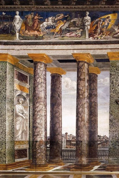 Sala delle prospettive veduta, Villa Farnesina Roma