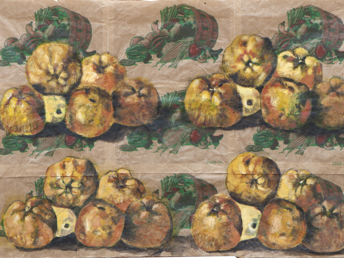 Still Life, gouache on paper bag from market gardener, 94 x 66 cm, 2014